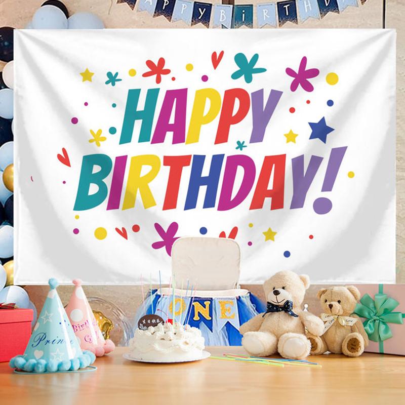 Happy Birthday Celebrate Tapestry Wall Hanging Wall Blanket Tapestry Art Home Decorations for Living Room Bedroom Dorm Decor