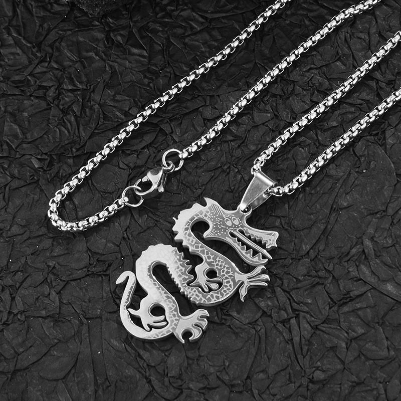 

Unique Chinese Dragon Necklace For Men Retro Hiphop Street Style Fashion Accessory