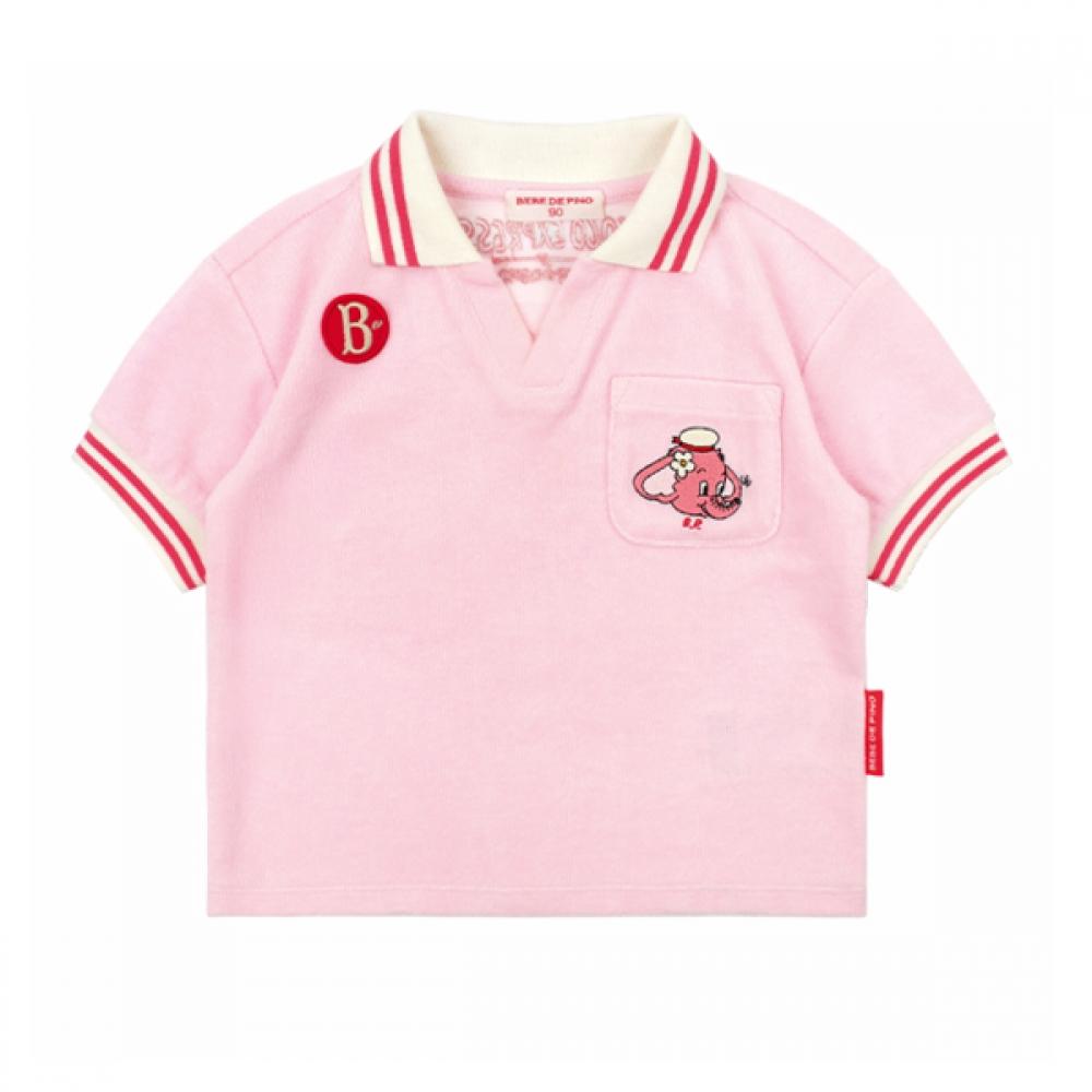 Bebe De Pino Pink ElephanT Baby Terry Collar T shirT bp52Tc233 light pink/85