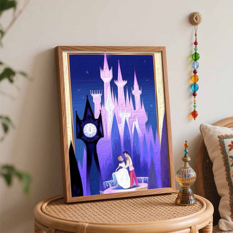 Disney Cinderella Castle digital oil painting diy coloring handpainted filling home decoration gift wall art romantic dance couple