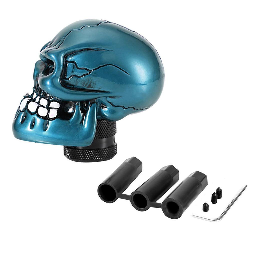 Skeleton Skull Head Car Modified Gear Shift Knob Stick Lever Shifter Universal Cyan