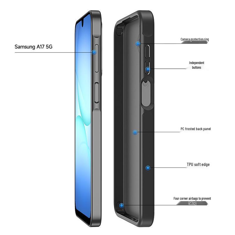 Skin-Feel Matte Phone Case for Samsung A17, A07, A27, A56 - Full Coverage & Transparent Back Cover