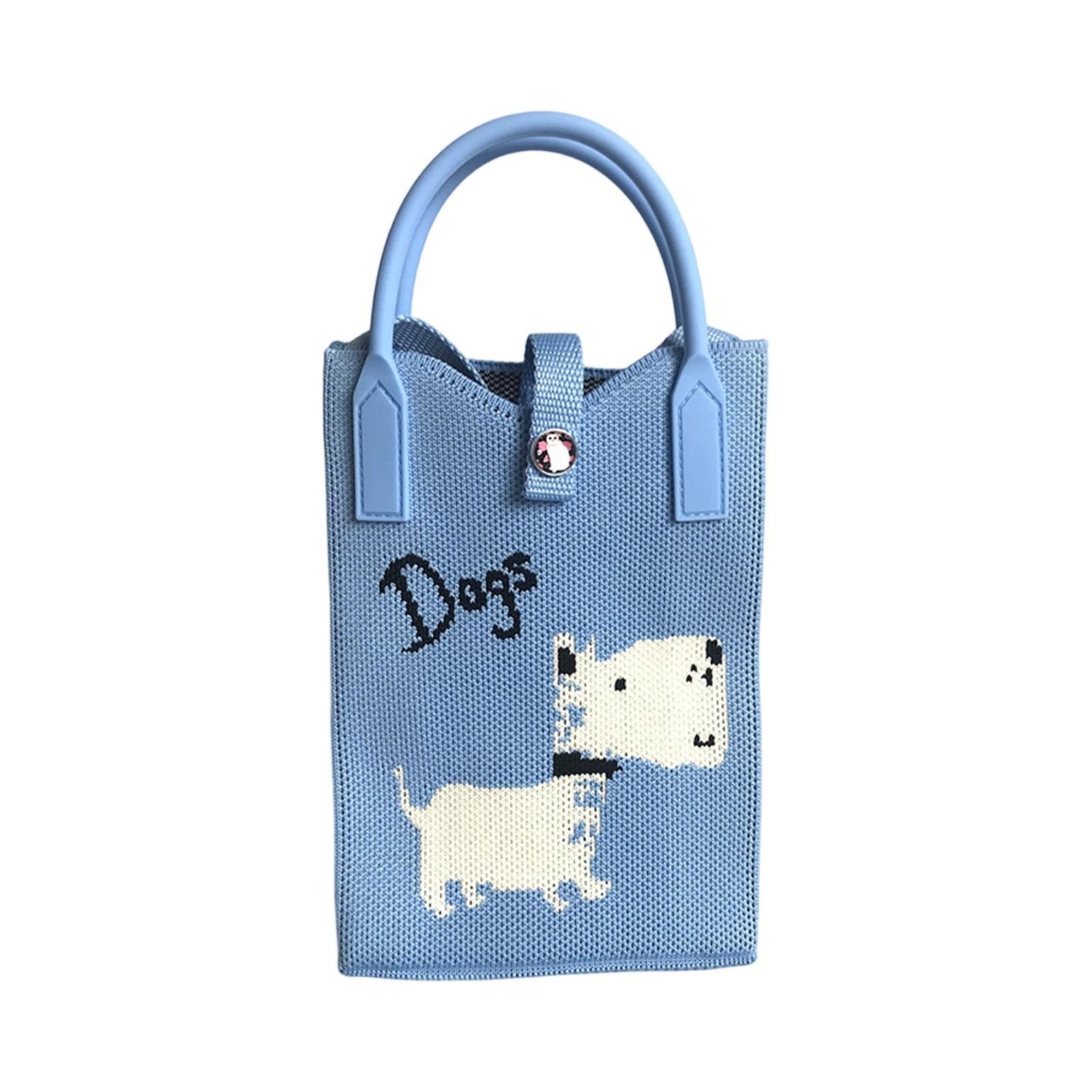 

Кошелек для монет с рисунком милого сотового телефона вязаная повседневная сумка One Size синий