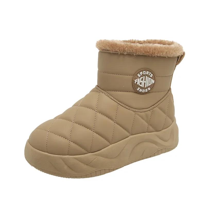 

Fashion Snow Boots Women s Velvet Thickening 2025 New Winter Fashion Short-tube Slip-on Warm Bread Cotton Shoes Winter Boots Women Shoes 35 хаки