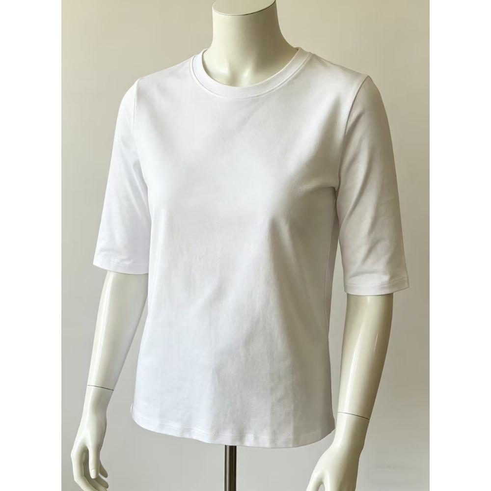 Women Comfort Versatile T-Shirt, Casual Round Neck Shoulder Short Sleeve Top for Inner & Outer Wear