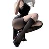 Sexy Sexy Stockings Ultra-thin Niche Pure Desire Integrated Socks Irregular Hole Black Silk Asymmetric Suspenders