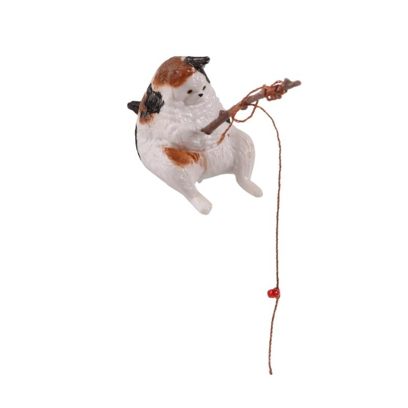 Cute Fishing Cat Aquariums Underwater Decoration Aquariums Decors Fishtanks Pendant Accessories for Freshwater Saltwater