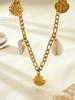 Summer Beach Series Fashion Elegant Vintage Charms Stainless Steel 18K Gold Plated Diamonds Shell Pendant Necklace For Women