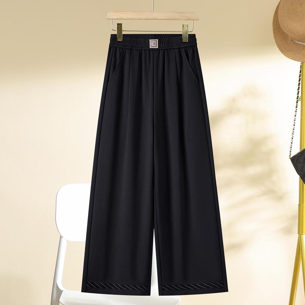 Spring 2025 Casual Plus Size Wide Leg High Waist Pants, Thin Drapey Summer Style, Khaki & Black