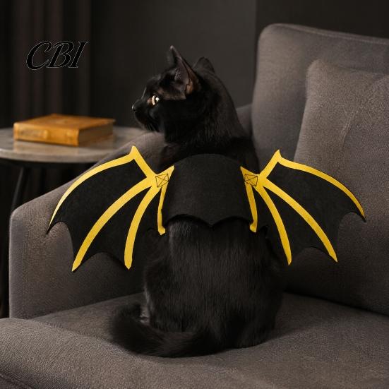Cute Cat Bat Costume Halloween Pet Wings, Costume, Skeleton Wings Creative Dog Suit with Bells, Festive Apparel for Cats Dogs Cosplay Party