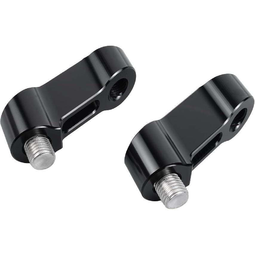 NICECNC Black Universal 2PCS Threaded 10mm Stem Mirror Mount Risers Extenders Adapters(Right-Hand!) Compatible with Motorcycle,Dual
