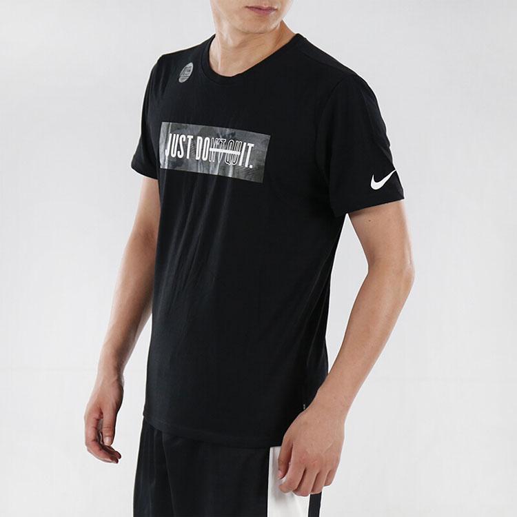 Nike Just Do It Printed Quick-Dry Short Sleeve T-Shirt Men Tops Black 923537-010