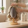 Velvet Mannequin Head Professional with Wooden Base Stable PinReceptive Hairpiece