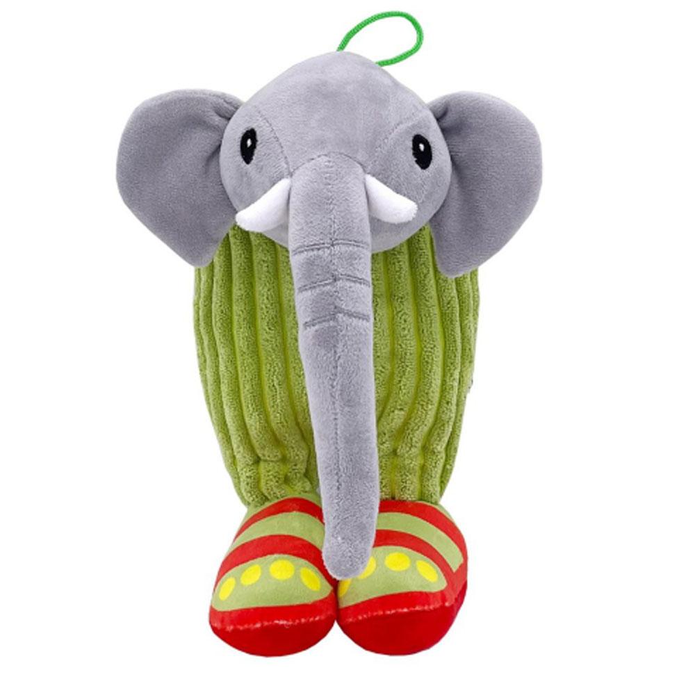 

Non-Toxic Elephant Plush Toy Cute Gray Elephant Stuffed Animal With Green Striped Body & Red Polka Dot Shoes 11cm-30cm