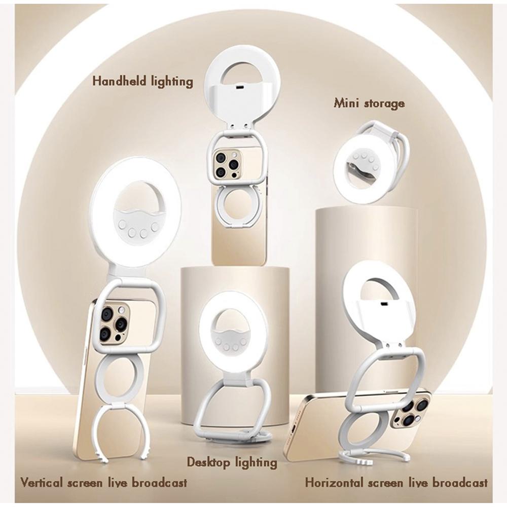 Rechargeable Magnetic Flexible LED Ring Light 40 LEDs Adjustable Color Temp 3000-6500K Wide Angle Selfie Stick for Mobile Phone