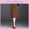 No Ip Cotton Blend Slim Fit Midi Skirt With Pleated Design For Office And Casual Wear