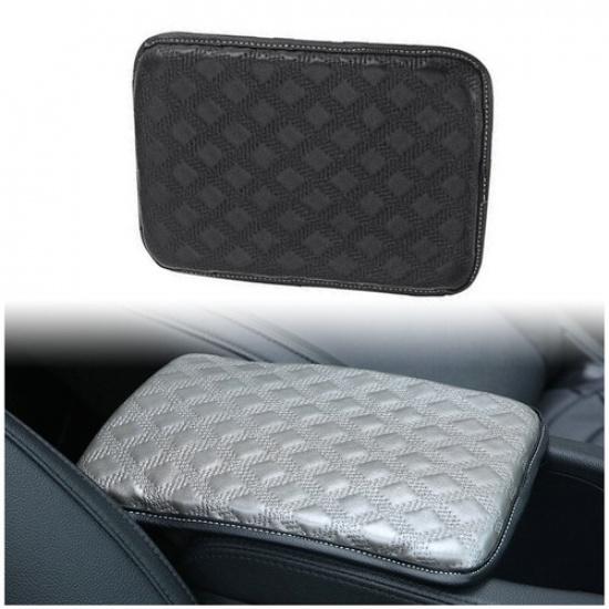 1x Car SUV Armrest Box Pad Cover Protect Center Console PU Leather Cushion Black