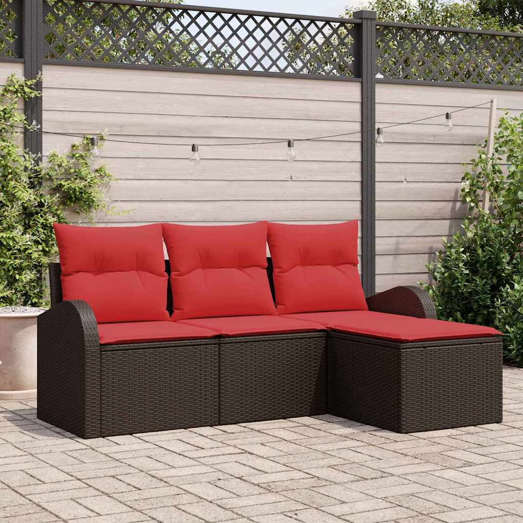 Garden Sofa Set Brown Poly Rattan