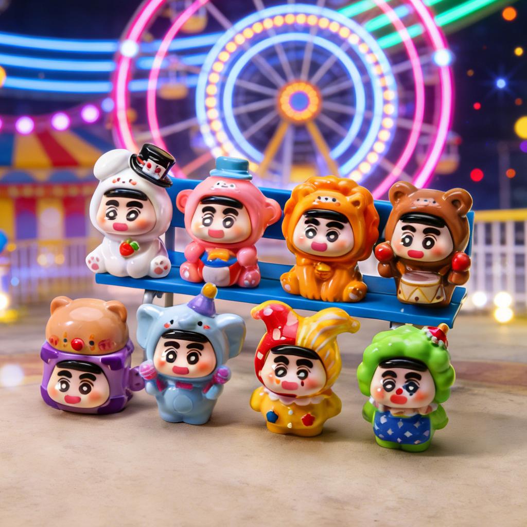 8Pcs/Set Circus Crayon Shin-Chan Mini Figurine Toy Collectible Model Doll Desktop Home Decoration Fans Gift