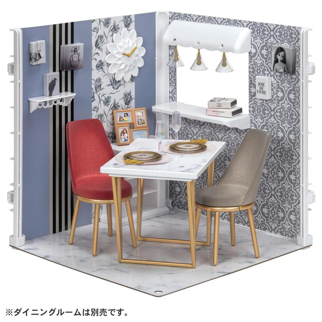 TAKARA TOMY Interior Coordination Dining Table Set Pretend Play Toy for Ages 3 and Up Licca-chan LF-09 (Francfranc Collaboration) Dress-Up