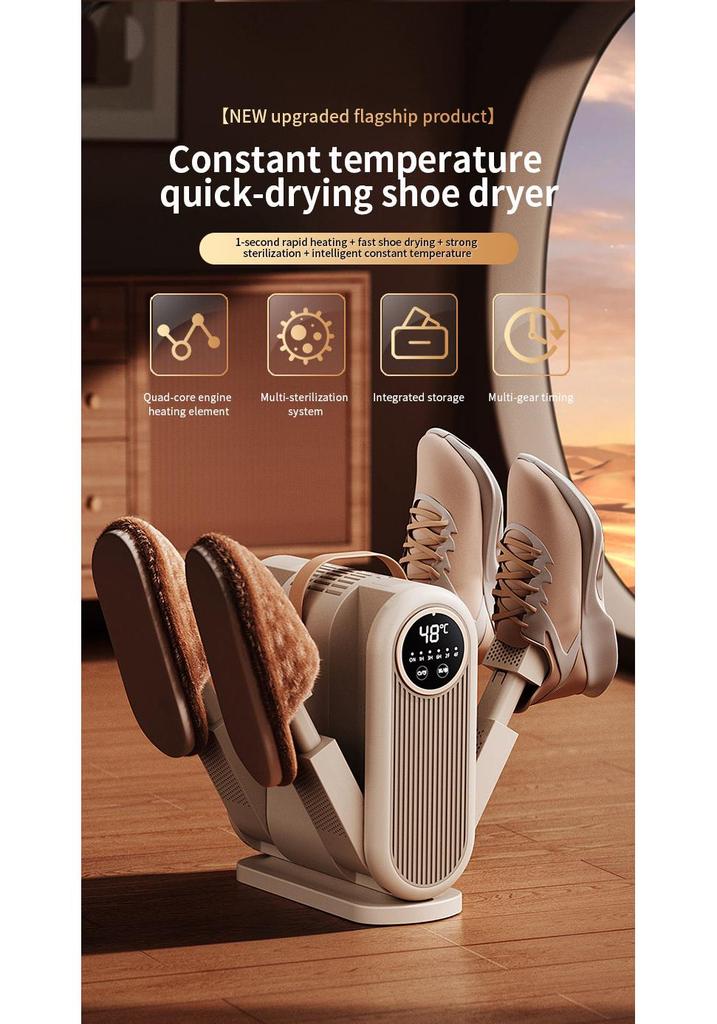 Smart Portable Foldable Shoe Dryer with Constant Temperature and Dehumidifying Blue Light