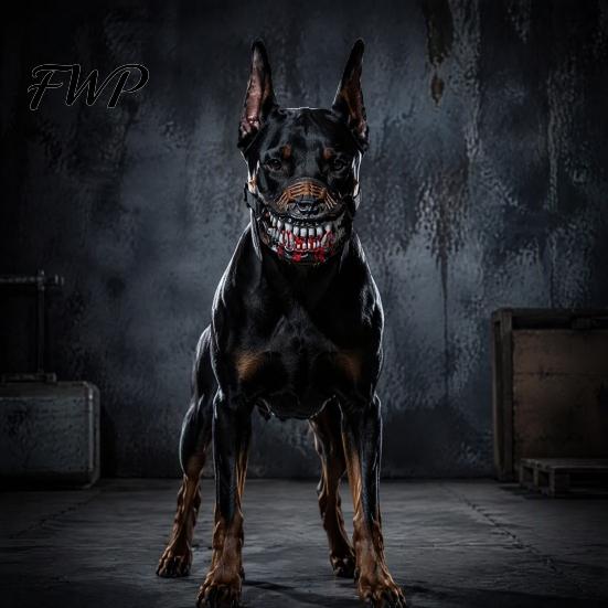 Botniță pentru câini medii și mari Botniță Câine Infern, Halloween Infricoșător Cosplay Cauciuc Moale Animal de Companie cu Curea Reglabilă pentru Câini Mască Realistă cu Colți