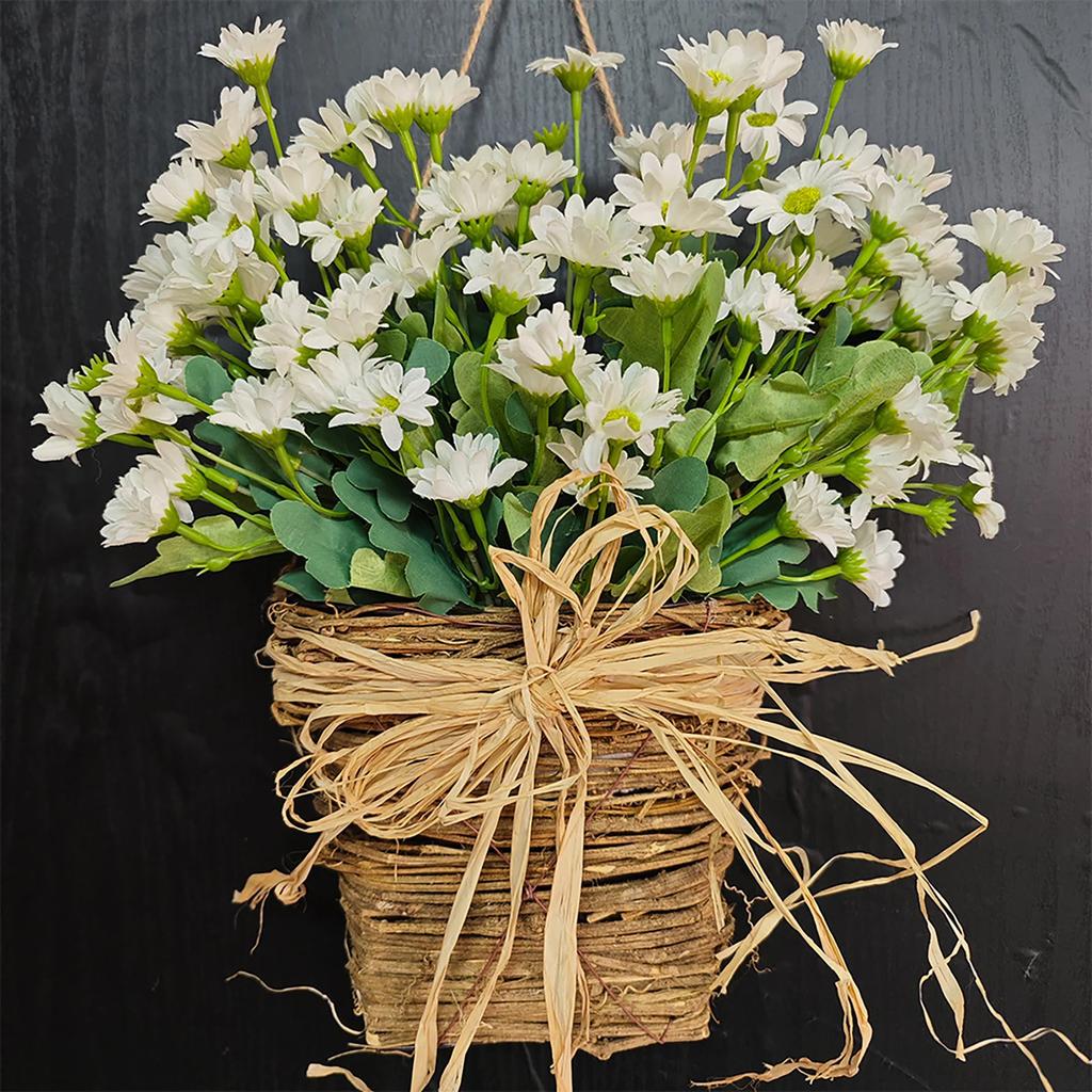Spring Front Door Decor Dahlia Peony Flowers Basket Spring Welcome Sign Porch Farmhouse Artificial Flowers Wedding Home Decor