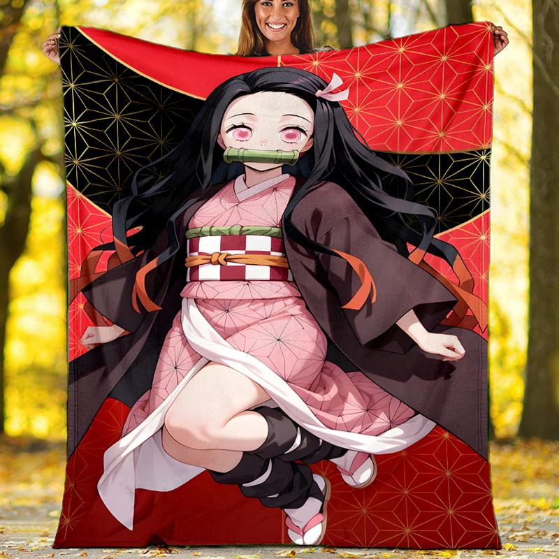 1pc nezouko5 Theme Blanket - Digital Print, Polyester, Cozy for All Seasons, Perfect for Outdoor, and Travel