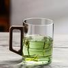 440ml Glass Cups with Walnut Handle Household Heat-resistant Mug Large Capacity Tea Making Glassware Office Drinking Glasses