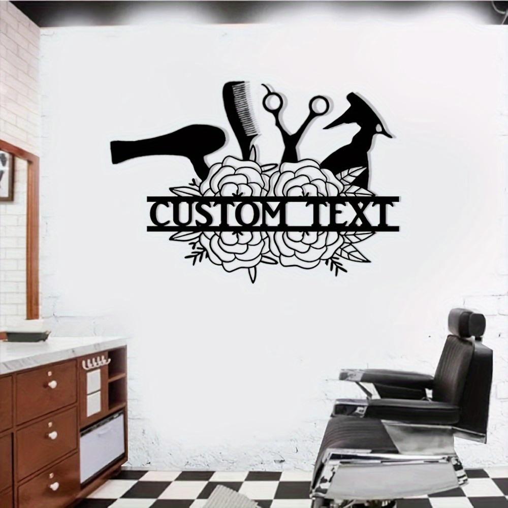 Customizable Cartoon Style Hollow Cut Metal Wall Art Matte Finish for Hair Salon Entrance Reusable Pre-Pasted