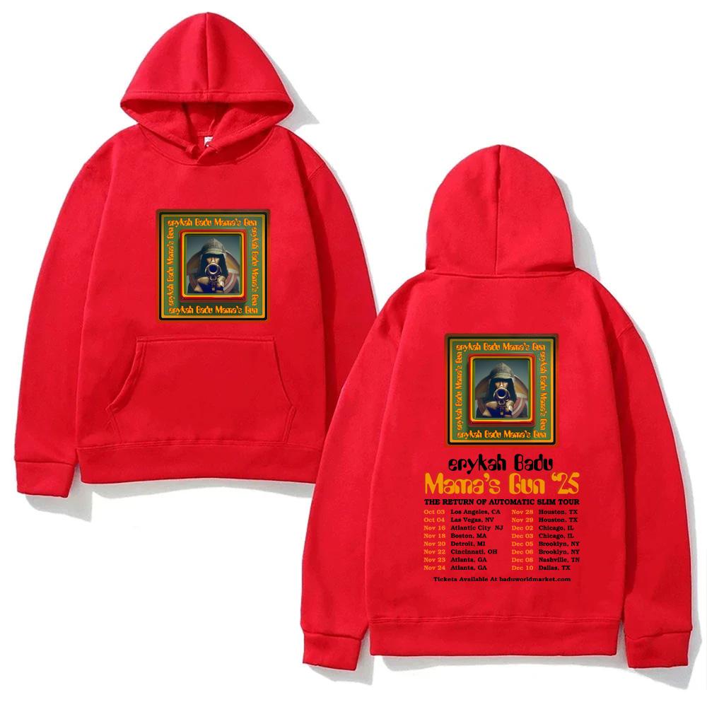 Erykah Badu TOUR2025 Hoody Hip Hop for Autumn/Winter High Quality Comfortable Loose Comfortable Pullovers Fleece Clothes