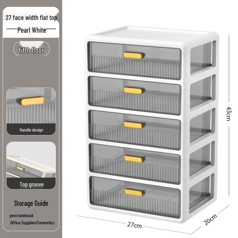 Transparent Large Capacity Cosmetic Storage Box with Drawers for Makeup, Jewelry, and Masks