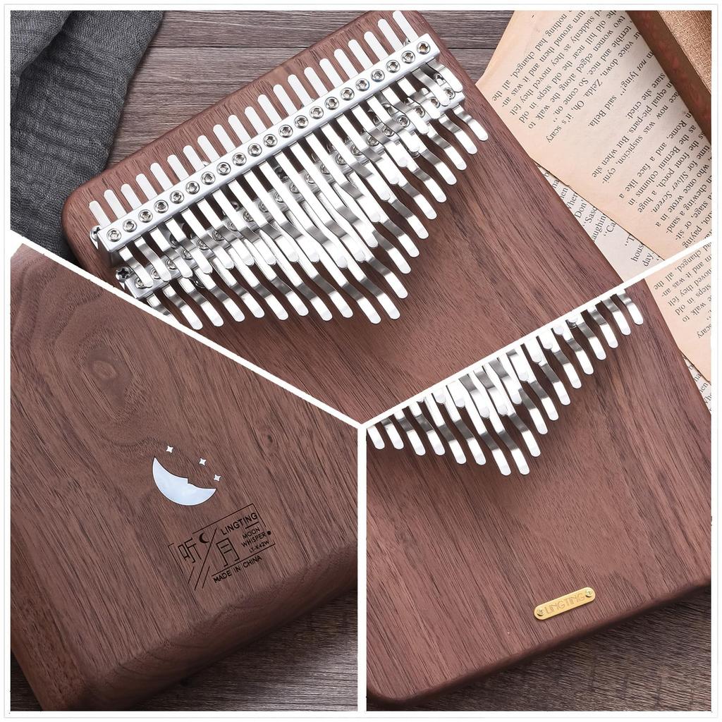 LingTing Kalimba 42 Keys Chromatic Thumb Piano American Black Walnut Wood with Storage Case Hanonkai Kalimba To the Beginner-Friendly "Listening Moon"