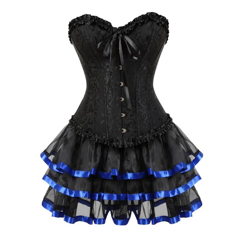 Damen Rüschen Split Formwäsche Set Formendes Korsett Oberteil Und Kurzer Rock Bodyformer