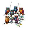Owl Ornament Stained Glass Blue Green Sun Catcher Enchanting Birds Window Hanging Panel Kitchen Window Decor