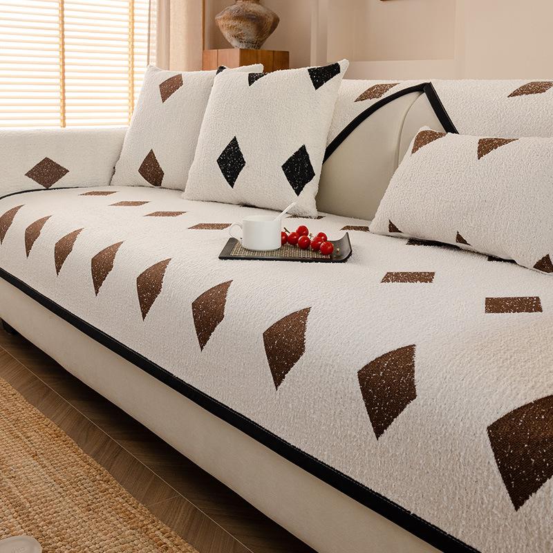 Autumn And Winter Half-Fleece Sofa Cushion  New Thickened Non-Slip And Dirt-Resistant Seat Cushion Washable Sofa Cover Towel