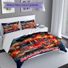 3PC Custom Name Fire Truck Courage Bedding Set Duvet Cover Closure Includes 1 Duvet Cover & 2 Pillowcases for Bedroom