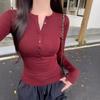 Best-Selling American Retro Black V-Neck Long-Sleeve Slim Fit Shirt