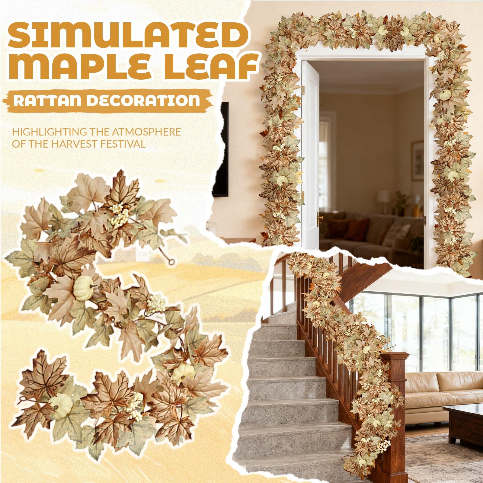 

Осенняя гирлянда для камина, гирлянда из осенних листьев с огнями, тыквы, ягоды и реалистичные кленовые листья для домашнего стола, вечеринки, уличного декора на День благодарения One Size