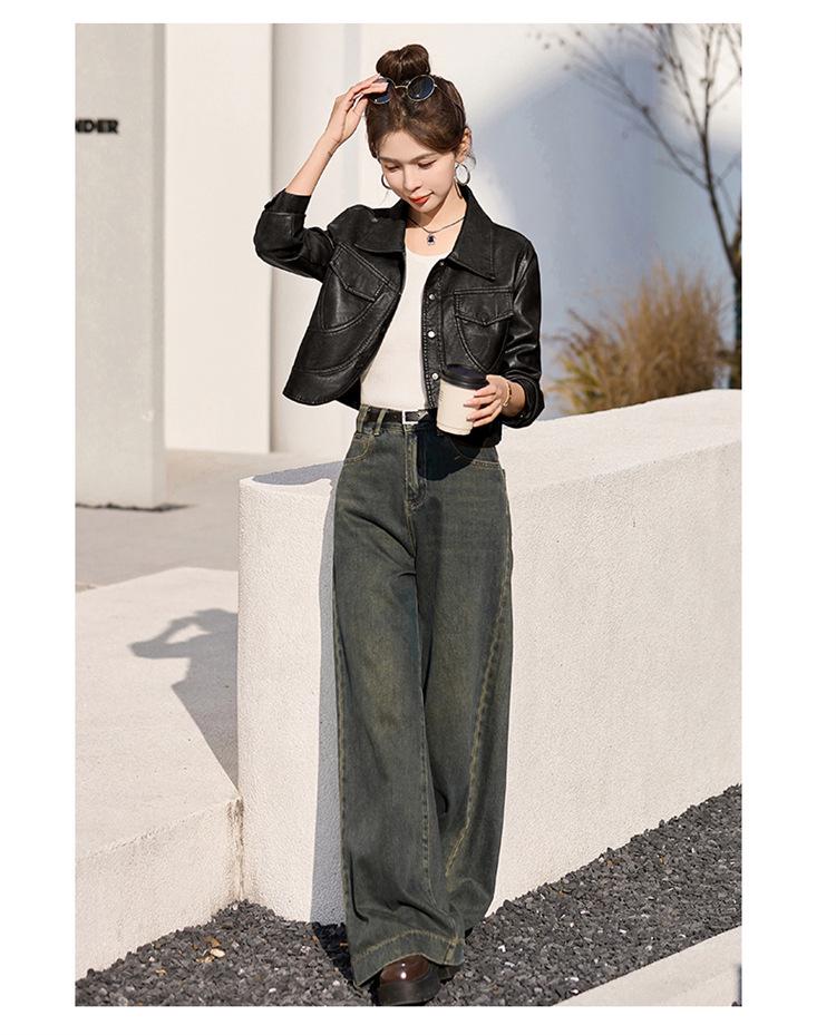 Women’s Trendy Hong Kong & Korean Style Sheepskin Leather Jacket