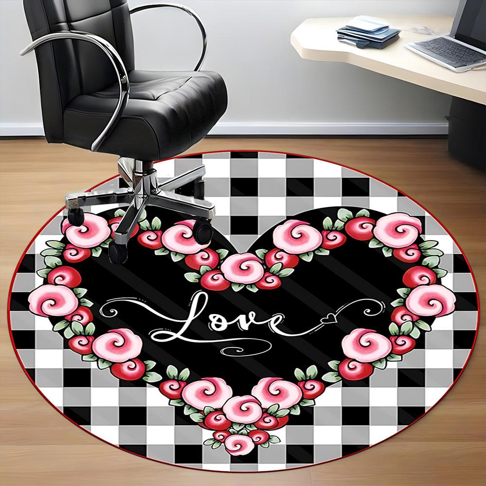1pc Heart Love Floral Chair Carpet for Office Non-Slip, Rug for Office, Room, Good Gift for Family or Friends, Yy251226195
