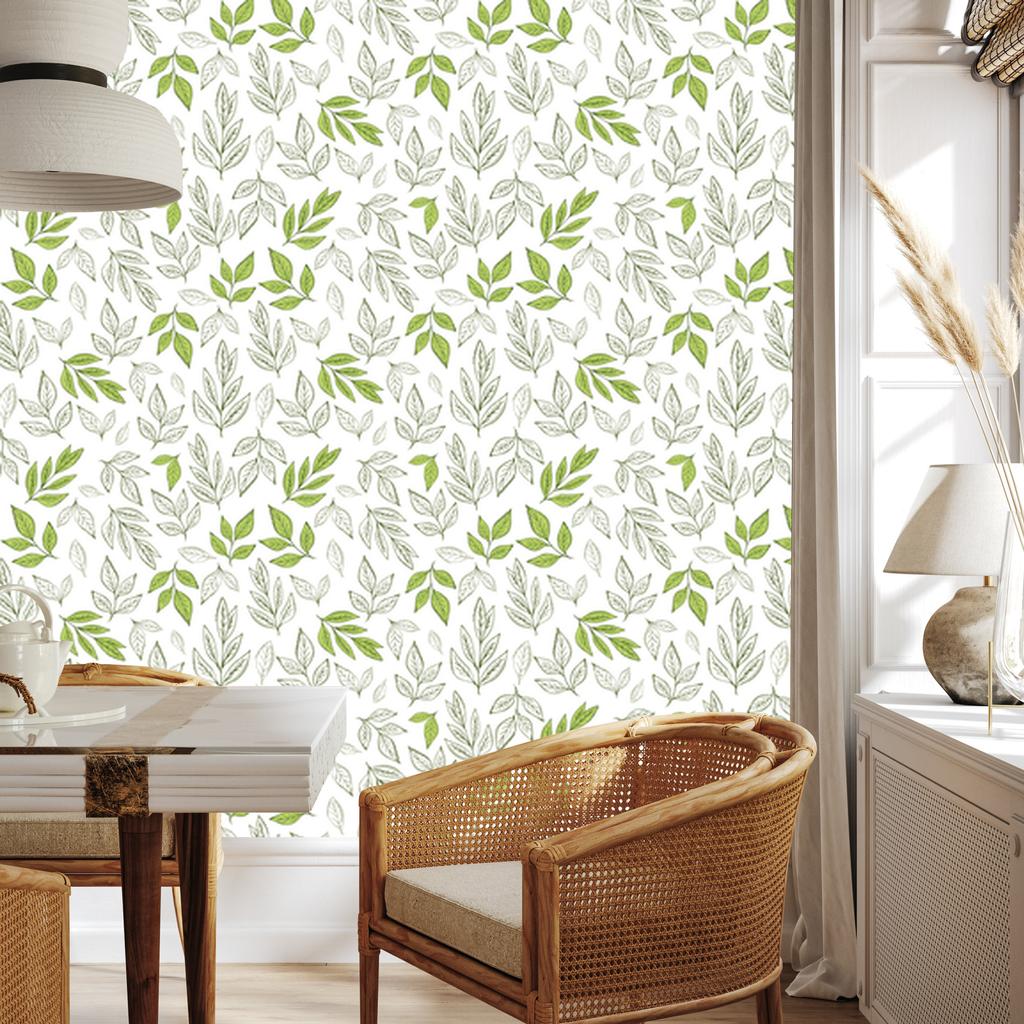 Drawn Leaves Wallpaper for Living Room and Bedroom 50x1000