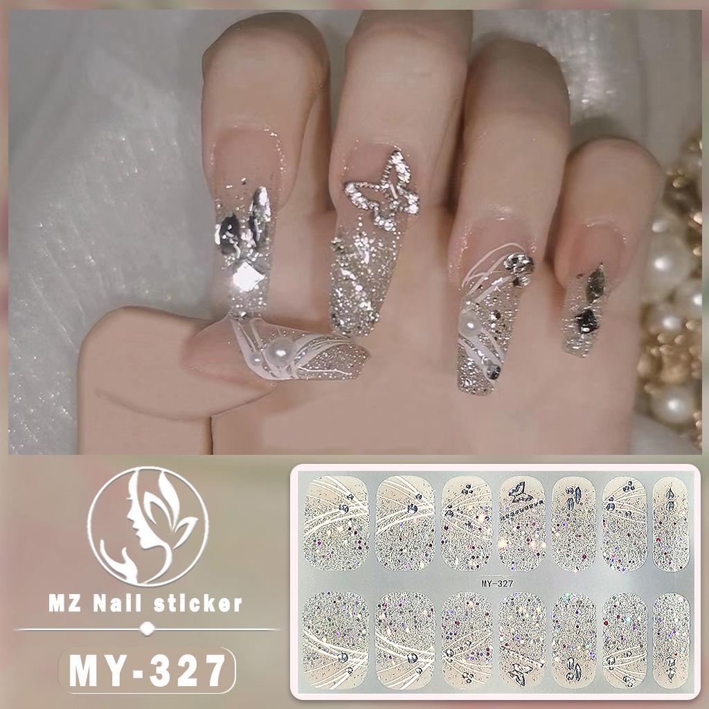 Panda Butterfly 5D No-Bake Nail Stickers - Full Cover, Waterproof, Faux Diamond Design