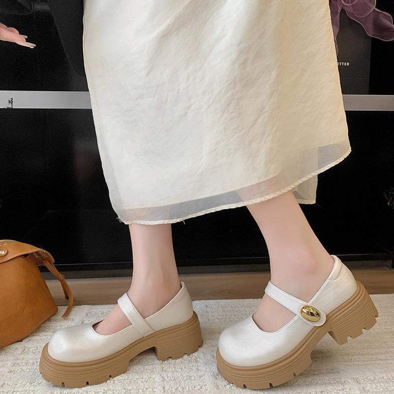 Platform Mary Jane single shoes women's autumn 2025 new muffin small man fashionable versatile word with small leather shoes