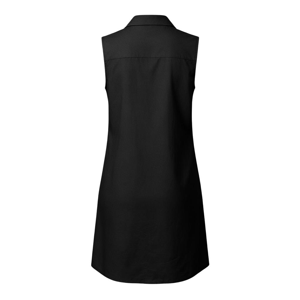 Womens Sleeveless V Neck Shirt Dress with Pockets Casual Button Down Relaxed Fit Tunic Dress for Daily Wear