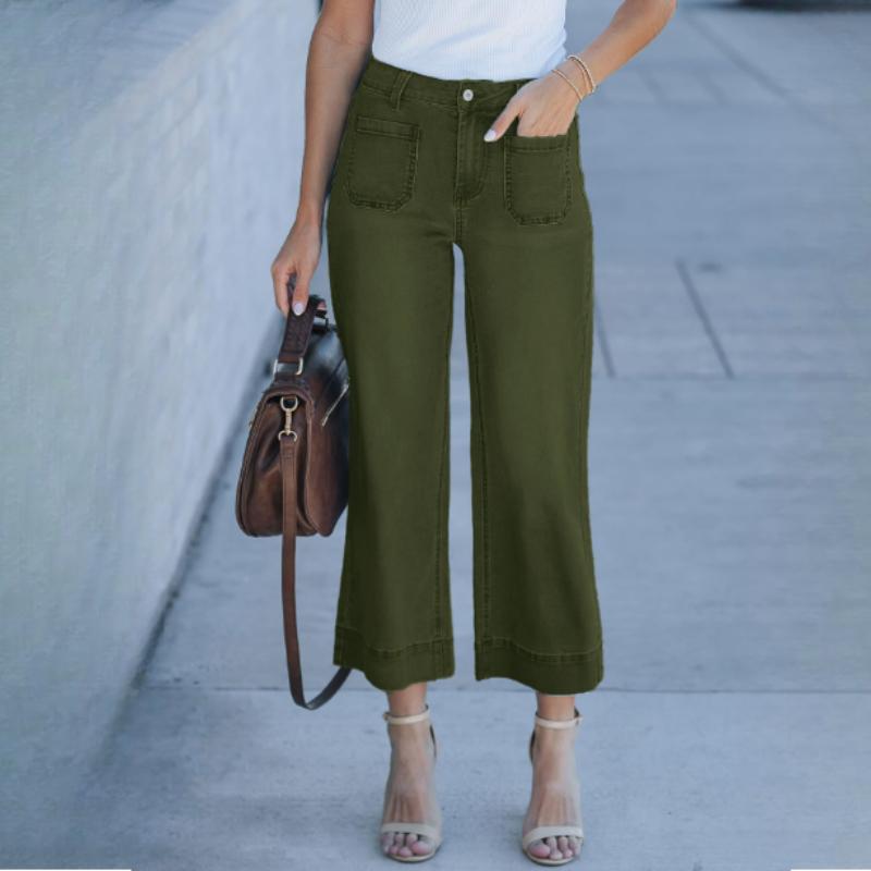 Damskie letnie luźne spodnie proste z szerokimi nogawkami, dżinsy po praniu, spodnie do kostki