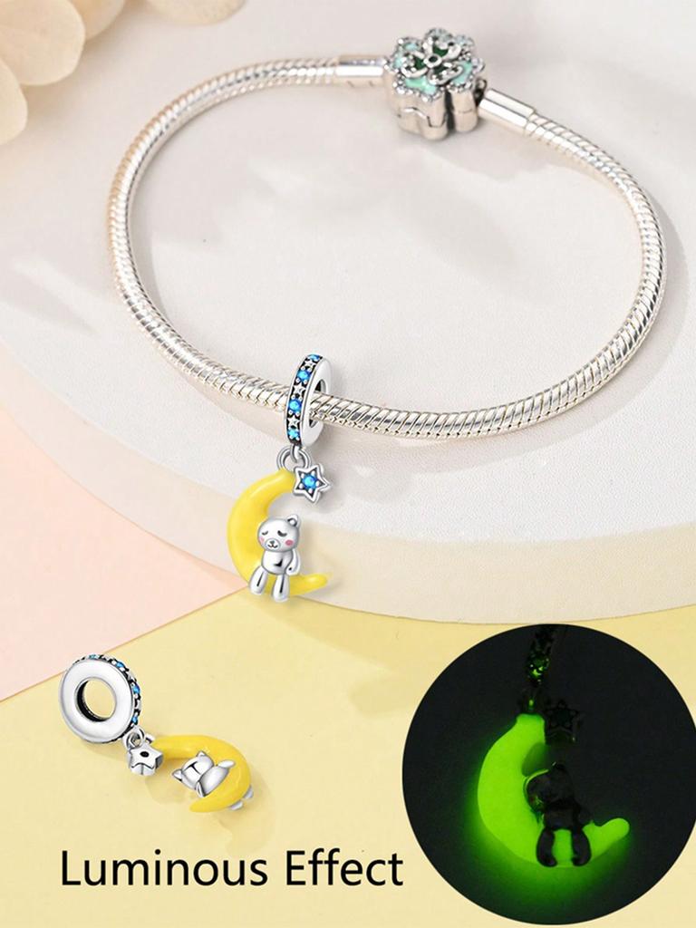 Charms Plata Starry Sky Astronaut Moon Bear Beads Copper Plated Fitcopperoriginal Bracelet For Jewelry Making Diy Charm