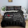 Cute Cartoon Bulldog Comfortable Duvet Quilt Cover Pillowcase Bedding Set Children Bedroom Decoration Home Textile