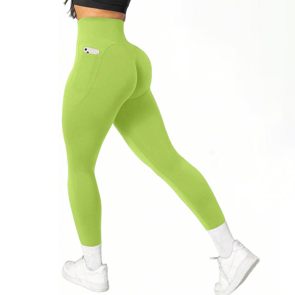 Plus Size High Waist Yoga Pants with Side Pockets - Women's Sports Leggings