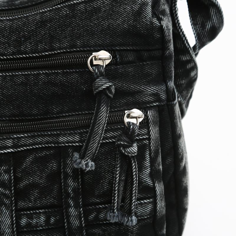 Vintage džínová taška přes rameno Dámská crossbody taška Vícekomorová taška pro maminky